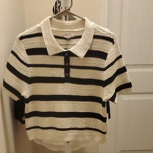 Womens Nautical Universal Thread Black and White Boxy Polo